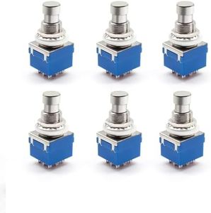 FILN 6PCS 3PDT Guitar 9-pin Box-Type Foot Effect Switch Self-contained red Green Blue Yellow White and Purple Guitar Foot Switch Cover (6Pcs)