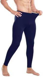 gyprprer Men’s 100% Merino Wool Base Layer Leggings,Ultrafine 17.5 Micron Thermal Bottoms, Lightweight Long Underwear for Running, Hiking and Outdoor Activities Navy BlueM