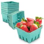 FMP Brands 44 Pack Pint Green Molded Pulp Fiber Berry Basket Produce Vented Container for Fruit and Vegetable, Farmer Market, Grocery Stores and Backyard Party