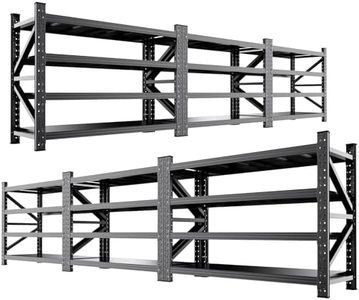 AXASIIO 6 Set 6000LBS Heavy Duty Storage Shelves, 69"W Adjustable Garage Shelving Unit, Rust Proof Large Metal Storage Rack, 24"D x 69"W x 64"H Industrial Shelving for Warehouse, Basement, Supermarket