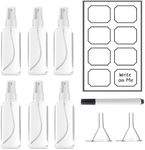 Clear Plastic Small Empty Spray Bottle for Travel, 6 Pack Spray Bottles with 2 Funnels, 50ml Spray Bottle with Writable Labels, Mini Spray Bottle for Toiletries Hair, Refillable Liquid Containers