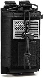 Tactical Molle Radio Holster Holder Case Military Heavy Duty Pouch Bag for Two Ways Walkie Talkies Adjustable Storage with 1 Pack Patch