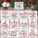 13 Pcs Large Christmas Stencils for Painting on Wood Reusable Merry Christmas Stencil The Magic of Christmas Never Ends Moose Snowflake Wreath Stencils for Crafts Signs Canvas Windows DIY (Style 5)