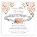 GEMAURA 80th Birthday Gifts for Women,Adjustable Silver Bracelet for Women Sterling Silver Bracelet 80th Birthday Presents Gifts Ideas with Cards for Mum Daughter Sister Grandma