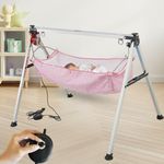 TINYTYKE Automatic Cradle for Baby - Electric Swing Cradle w/Adjustable Speed - Semi-Foldable Square Pipe Frame with Pink Simple Hammock - Palna/Jhula/Thothil for Baby Boy & Girl of 0 to 3 Years