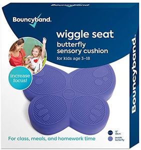 Shaped Wiggle Seats by Bouncyband–Purple Butterfly, 13”x11”x2.2”��–Inflatable Sensory Cushion for Kids, Improves Student Productivity and Focus, Comes with Easy-Inflation Pump to Customize Firmness