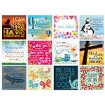 Christian notelets with envelopes - 12 Christian Cards, with Bible quotes or encouraging words on the front. Blank inside for your own message. Cards 11x11cm in size, by Just Cards Direct