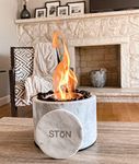 STONHOME Ston Tabletop Fire Pit Bowl - The Original Marble Portable Fireplace, Indoor Outdoor, Mini Fire Pit Clean Burning Real Flame for Patio Balcony, S’Mores Maker (White)