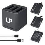 LP 360 ONE X Battery Charger Set, Compatible with Insta360 ONE X Camera, 3-Pack 1200mAh Replacement/Backup Battery & Triple Slot USB Charger with Built-in TF Memory Card Reader & Micro-USB Cable