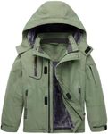 Arssm Boy's Waterproof Ski Jacket Kids Fleece Lined Warm Winter Snow Coat Thick Hooded Snowboard Jackets(Green-10-12Y)