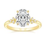 TIGRADE 3CT Engagement Ring Oval Cut Cubic Zirconia Promise Ring Round CZ Eternity Wedding Band for Women Size 4-10, Gold, Size 6.5