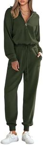 PRETTYGARDEN Women's 2 Piece Sweater Set Pullover Zip Up Sweatshirt Jogger Sweatpants Tracksuit Casual Outfit (Army Green,Large)