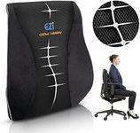 Lumbar Support Cushion - Comfortable & Supportive - Great for Back Pain, Pregnancy, Car, Travel and Long Days. Washable, Breathable, Ergonomic, Orthopedic Chair/Seat Pillow - Black w White Trim