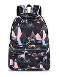 YANAIER Waterproof School Backpack for Girls Teens Cute Print Bookbag Laptop Backpack Women Travel Casual Daypack Black Triangle