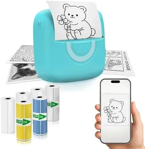 Mini Sticker Printer – Portable Wireless Ink-Free Thermal Printer for Photos, Stickers & Labels, Includes 4 Sticker Rolls, 2 Thermal Rolls & Markers, Rechargeable, Compact for Journaling, DIY & Office