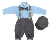 Luca Gabriel Vintage Baby Boys Toddlers Sky Blue Houndstooth Knicker Sling Set - 2t