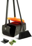 Eyliden Pooper Scooper Broom Set, Include - Dustpan with Lid, Rake, Broom, 35 Waste Bags, 46" Adjustable Long Handle - Yard Lawn Garden Dog Pooper Scooper Leaf Rake, Dust Pan and Broom Combo