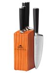 Ginsu Gourmet Chikara Series Forged 5-Piece Japanese Steel Knife Set – (4 Stainless Steel Kitchen Knives(420J) + 1 Finished Hardwood Block) 07135DS