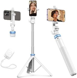 Kaiess 62" iPhone Tripod, Selfie Stick Tripod & Phone Tripod Stand with Remote, Cell Phone Tripod for iPhone, Extendable Travel Tripod Compatible with iPhone 14/13/12 Pro Max/Android/GoPro (White)