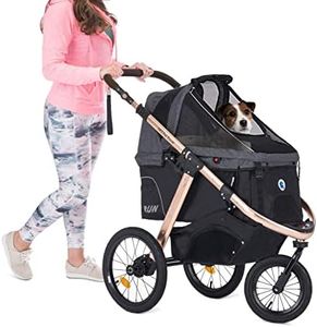 HPZ Pet Rover Run Performance Jogging Sports Stroller with Comfort Rubber Wheels/Zipper-Less Entry/1-Hand Quick Fold/Aluminum Frame for Small/Medium Dogs, Cats and Pets (Black)