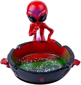 Yblenic Ash Tray Cool Ashtrays for Cigarettes, Alien Fantasy Ashtray Decor for Home Office, Ornament Present (Red, Alien)