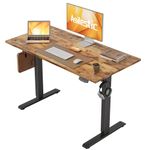 Agilestic Electric Standing Desk, 100 x 60 cm Height Adjustable Sit Stand Desk with Splice Board and Memory Smart Pannel, Home Office Desk, Brown