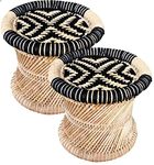 Pure Handmade bamboo mudda Stool/chair for living room/office/home/indoor/outdoor garden with Round Shape with combo Pack of-2 (15X15)