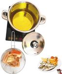 6QT Deep Fryer Set Stainless Steel Deep Fry Basket & 3-Ply Deep Frying Pot Sauce Pan With Lid
