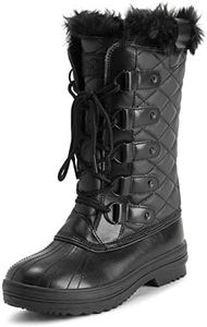 Polar Femmes Matelassée Grand Neige Imperméable L'hiver Fausse Fourrure Semelle En Caoutchouc Bottes - Noir Cuir Mono - UK6/EU39 - YC0629