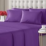 Full 6 Piece Sheet Set - Breathable & Cooling Bed Sheets - Hotel Luxury Bed Sheets for Women, Men, Kids & Teens - Comfy Bedding w/ Deep Pockets & Easy Fit - Soft & Wrinkle Free - Full Purple Sheets