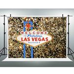 LIUJUO Las Vegas Sparkle Party Photography Backdrop for Birthday Events Casino Night Prom Welcome to Las Vegas Fabulous Background Poker Casino Theme Decor Studio Props 7(W)x5(H)FT