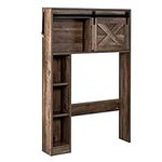 COSTWAY Over The Toilet Cabinet, Freestanding Bathroom Space Saver with Sliding Barn Door and Storage Shelves, Multifunctional Washing Machine Storage Rack Laundry Organizer Unit, Rustic Brown