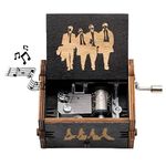 Caaju Beatles Music Box Hand Crank Musical Box The Beatles Theme Carved Wooden Music Boxes Gift for Kids Friends Family musicalbox The Beatles Rock Band Musicbox(Black)