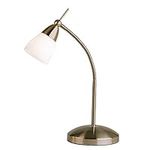 National Lighting Bedside Table Touch Lamp - 3-Stage Dimmable Night Light with Touch Control - Gooseneck Desk Lamp with Opal Glass Light Shade - Decorative Lamp for Bedroom – Antique Brass - G9