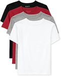 The Children's Place Boys' 4 Pack Short Sleeve Basic Layering T-Shirt, Black/Ruby/H Gray/White, Medium