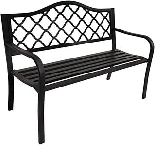 Sunnydaze Decorative Lattice 2-Person Cast Iron Garden Bench - 615-Pound Weight Capacity - Black