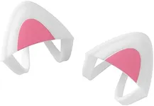 kwmobile Cat Ears for Overear Headphone (Set of 2) - Fits Headbands 1" to 1.5" (2.5cm to 3.8cm) Diameter - White/Dark Pink