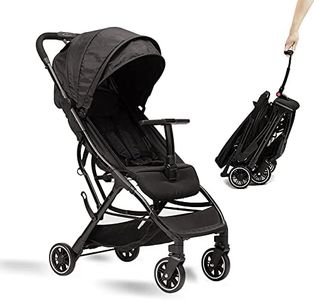 Lightweight Travel Stroller - Compact Travel Stroller for Airplane, One-Hand Folding Baby Stroller, Toddler Stroller w/Adjustable Backrest/Footrest/T-Shaped Bumper(Black)