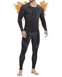 MEETWEE Men Thermal Underwear Sets, Long Sleeve Base Layer Compression Sets, Long John, Tops & Bottom Suit, Quick Dry Winter Skiing Running Grey