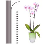 10Pcs Plant Support Stakes with 15 Pcs Plant Clips, Orchid Stakes Bendable Plant Stakes for Indoor and Outdoor Plants, 16inch Tall Single Stem Orchid Sticks and Clips Set for Peony Rose-Brown