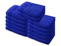 A & B TRADERS Premium Cotton Face Cloths Flannels Washcloth 12-Pack 500 GSM Ring Spun Soft Absorbent 30 x 30cm Towels (Royal Blue)