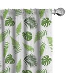 Ambesonne Jungle Leaves Window Curtains, Botanical Ferns Organic Leafy Layout Tropical Season, Lightweight Decor 2-Panel Set with Rod Pocket, Pair of - 28" x 63", Olive Green