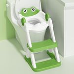 Rabb 1st Frog Potty Training Seat, Upgrade Toddler Toilet Seat for Kids Boys Girls, 2 in 1 Potty Training Toilet for Kids, Splash Guard Anti-Slip Pad Step Stool