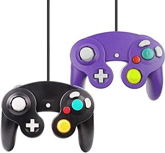 Wired Gamecube Controller for Wii Game Gube Console (Black and Purple，2 Packs)