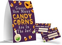 Guess How Many Candy/Corns Are In The Jar - Candy Guessing Game, Halloween Party Gamems, 1 Sign and 50 Game Cards, Baby Shower, Birthday Party -G002