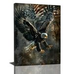 American Eagle Decor Wall Art Bald Eagle Wall Decor Eagle Poster Bald Eagle Pictures for Wall American Eagle Canvas Print Painting Framed Artwork for Bathroom Bedroom Living Room 12"x16"