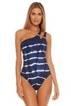 Becca by Rebecca Virtue Women's Violet Tie Dye One Shoulder One Piece Swimsuit - blue - Medium