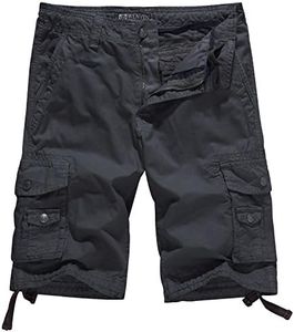 WenVen Men's Big and Tall Cotton Twill Cargo Shorts Outdoor Wear, Charcoal, 50