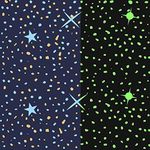 Glow Fabric by The Yard, Glow in The Dark Upholstery Fabric, Blue Cartoon Stars Universe Decorative Fabric, Galaxy Starry Sky Indoor Outdoor Fabric, DIY Art Craft Patchwork Clothing, 1 Yard