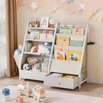 HAVLOTII Kids Bookshelf and Toy Storage - Kids Book Shelf for Kids Rooms, Toddler Bookshelf Baby Bookcase for Nursery, Montessori Toy Organizer, White